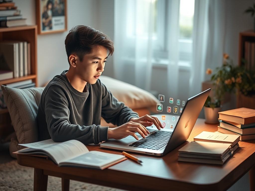 A high resolution image of a student engaging with an